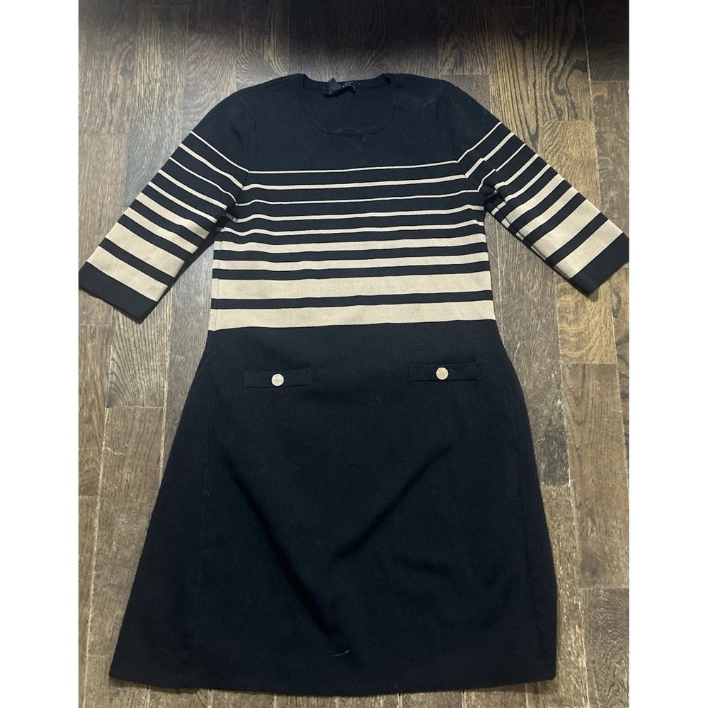 Striped Knit Black and Cream Women’s Dress